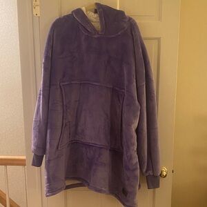 Plush Purple oversized Hoodie Blanket with large front pocket